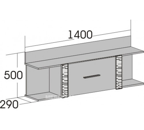 Навесная закрытая полка для гостиной Элана, цвет Бодега белая